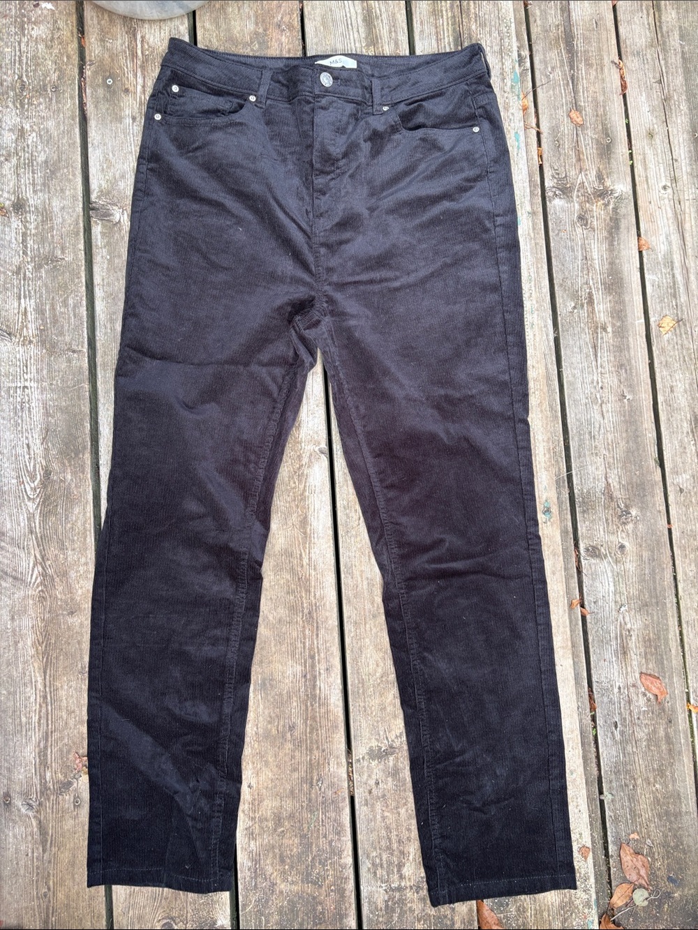 🇬🇧 Marks & Spencer Women’s Black Straight-leg Corduroy Pants